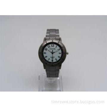 Round alloy case grey oil painting Metal Strap Watch for  L